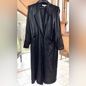 Rare Vintage Otello Pelle Black Trench Coat Size 11/12